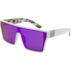 LOOSE CANNON Polarised White Square Sunglasses made of an oversized purple mirrored shield