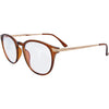 Love Child Round Blue Light Glasses with Brown Frame front left view