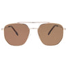 Maverick Polarised Aviator Sunglasses with Gold Frame and Brown Lens front view