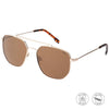 Maverick Polarised Gold Aviator Sunglasses with Brown Lens front left view