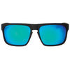 Peccant Polarised Black Rectangle Sunglasses with Blue Lens front view