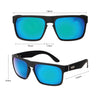 Peccant Polarised Rectangle Sunglasses with Black Frame and Blue Lens dimensions