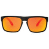 Peccant Polarised Rectangle Sunglasses with Black Frame and Red Lens front view