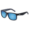 Riot Polarised Matt Black Rectangle Sunglasses with Blue Lens and Inner Print Arms