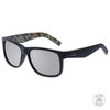 Riot Polarised Matt Black Rectangle Sunglasses with Silver Lens and Inner Print Arms
