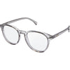 Risky Business Clear Frame Grey Round Blue Light Glasses made of recycled plastic