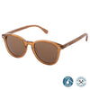 Risky Business Polarised Brown Round Wooden Sunglasses front left view
