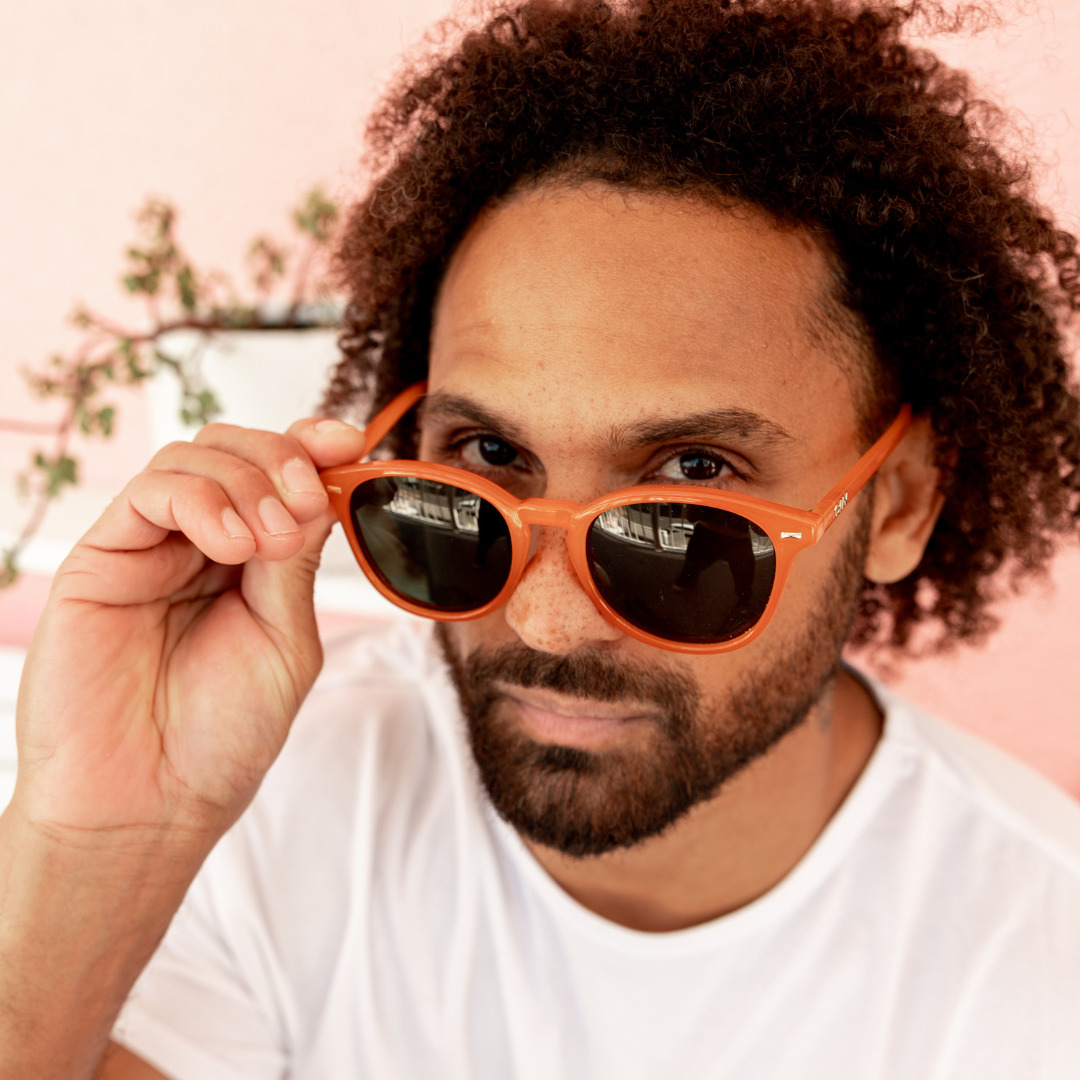 Orange with sunglasses on sale