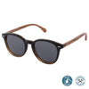 Risky Business Polarised Round Sunglasses with Tortoise Shell Wooden Frame front left view