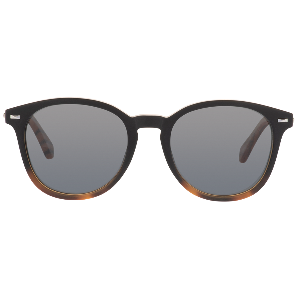 Risky Business Polarised Round Sunglasses with Tortoise Shell Wooden Frame front view