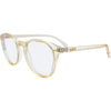 Risky Business Round Blue Light Glasses with Champagne Clear Frame front left view