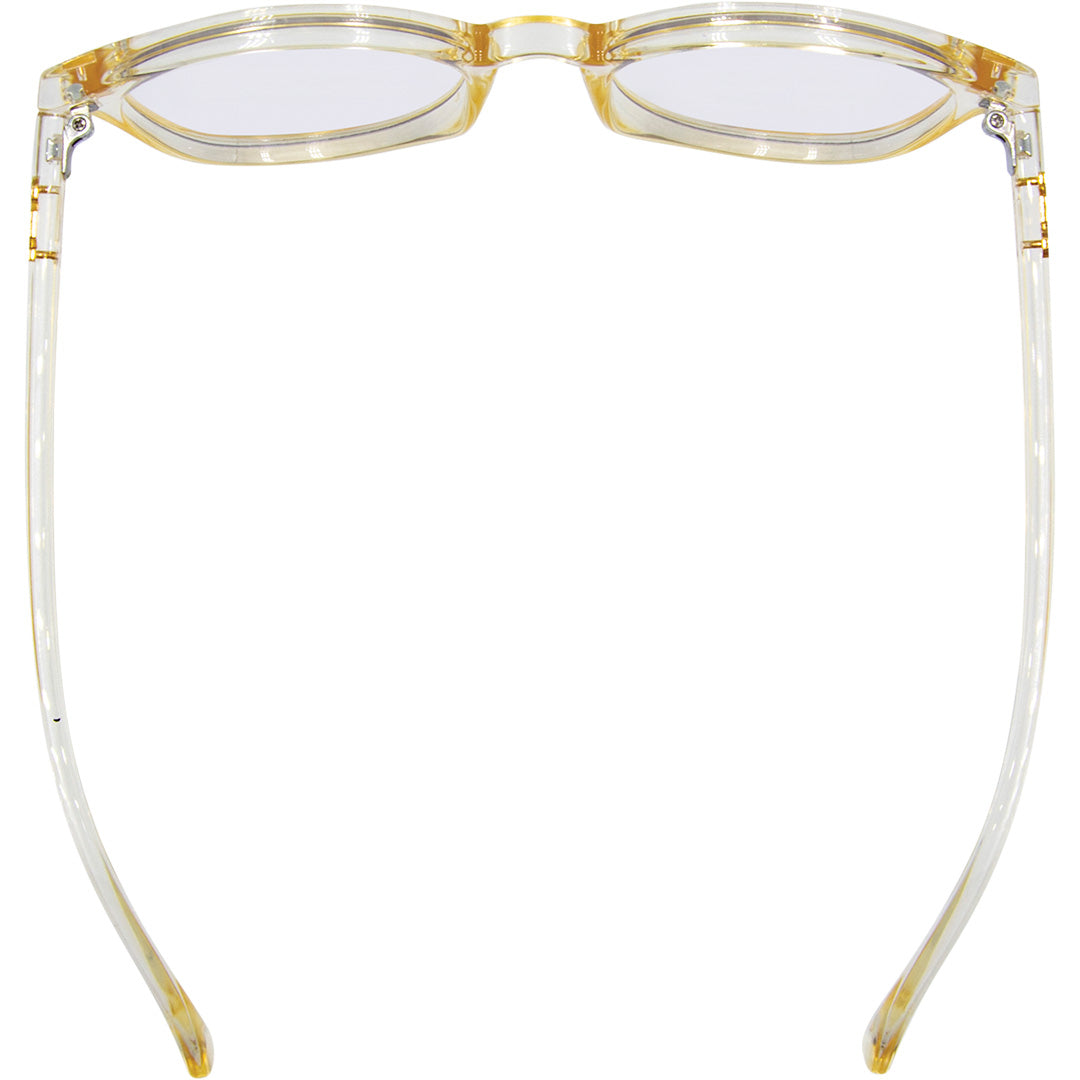 Risky Business Round Blue Light Glasses with Champagne Clear Frame top view