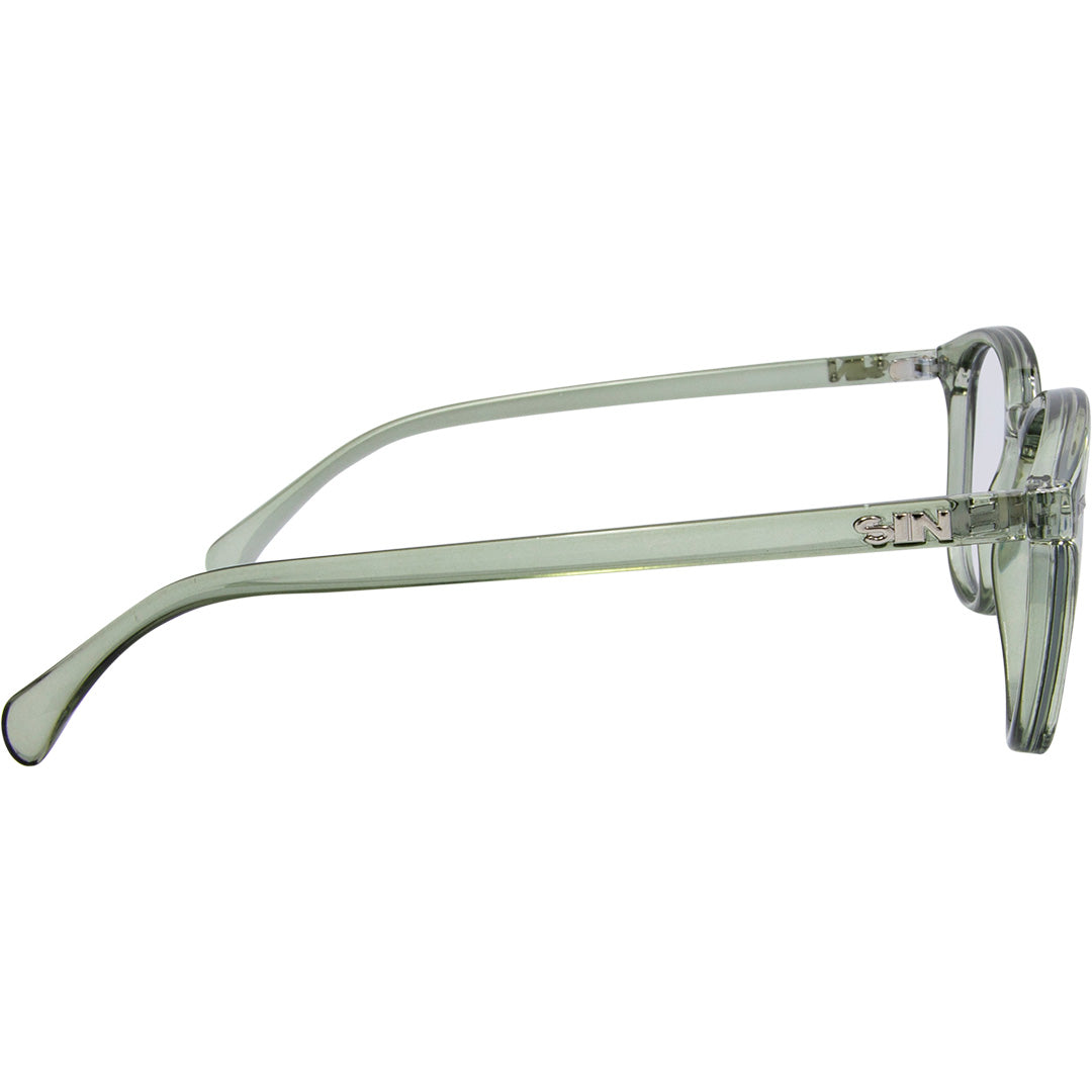 Risky Business Round Blue Light Glasses with Green Clear Frame right view