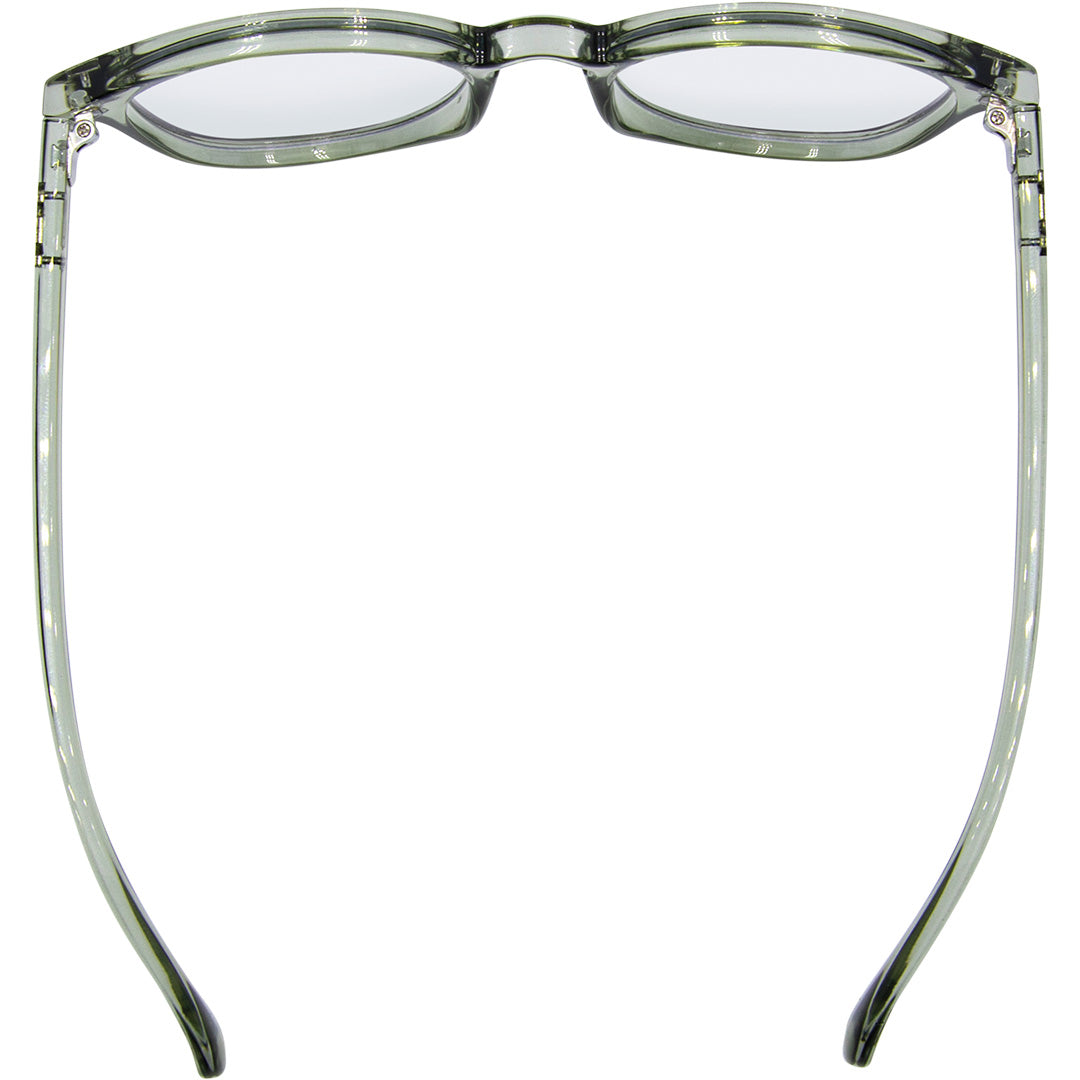 Risky Business Round Blue Light Glasses with Green Clear Frame top view