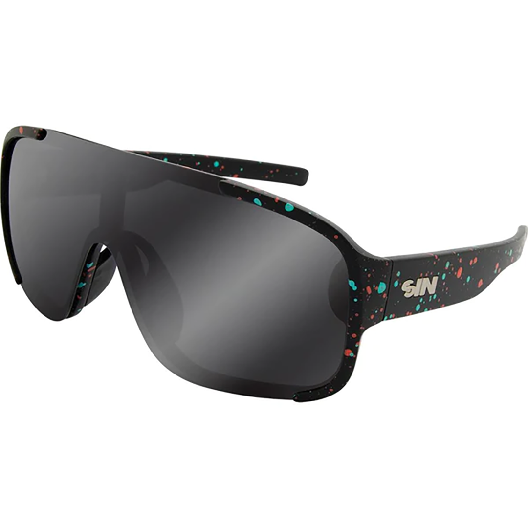 Rogue Polarised Black Wrap Around Sunglasses made of an oversized mirrored shield