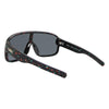 Rogue Polarised Shield Wrap Around Sunglasses with Black Frame and Smoke Mirrored Lens back left view