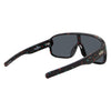 Rogue Polarised Shield Wrap Around Sunglasses with Black Frame and Smoke Mirrored Lens back right view