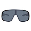 Rogue Polarised Shield Wrap Around Sunglasses with Black Frame and Smoke Mirrored Lens front view