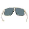 Rogue Polarised Shield Wrap Around Sunglasses with White Frame and Gold Mirrored Lens inside view