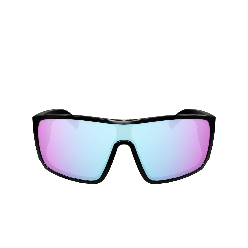 Blaze Polarised Mirrored Wrap Around Sunglasses with Blue Lens digital render