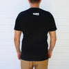 SIN Born by the Ocean Black T-Shirt back view on a male model