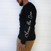 SIN Chasin the Sun Black Long Sleeve T-Shirt side view on a male model