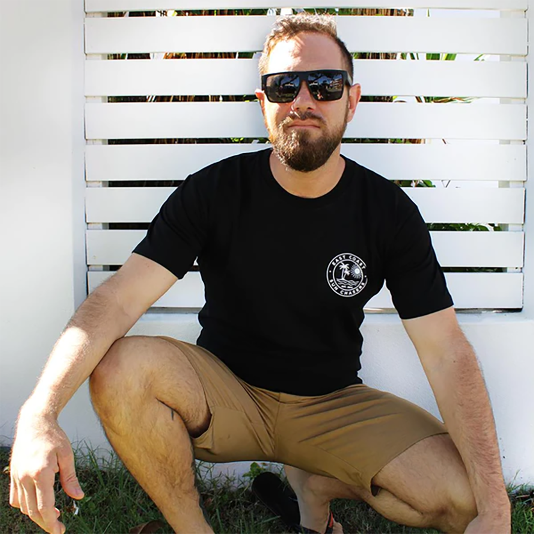 SIN East Coast Sun Chasers V2 Black T-Shirt on male model