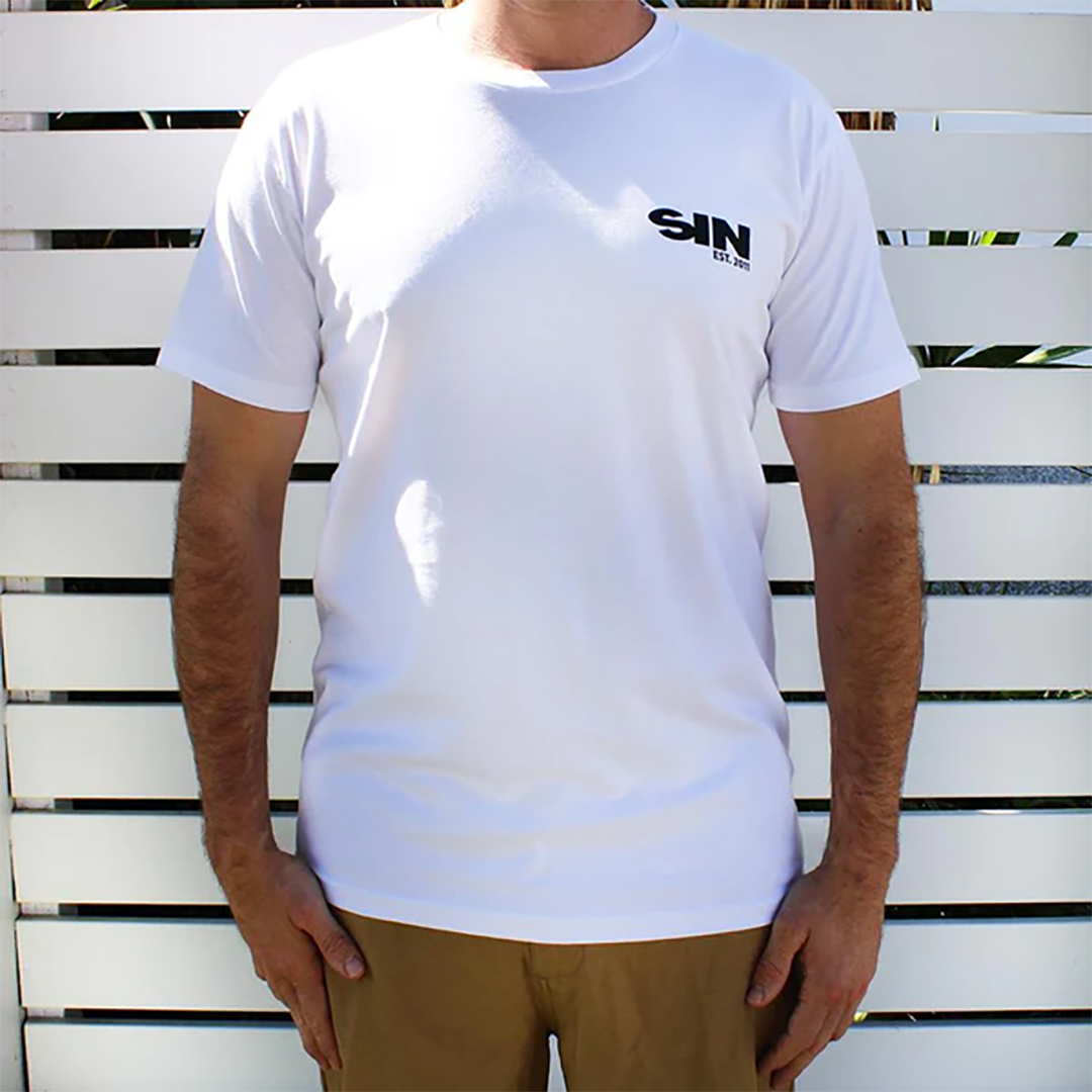 SIN East Coast Sun Chasers V2 White T-Shirt made of 100% Cotton