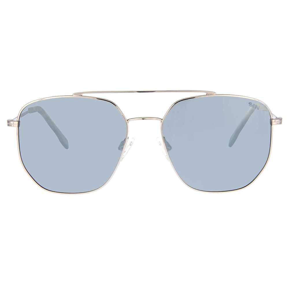 Maverick Silver Silver Metal Aviator Shaped Polarised Sunglasses