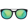 SWAGGER Polarised Round Mirrored Sunglasses with Black Frame and Green Lens front view