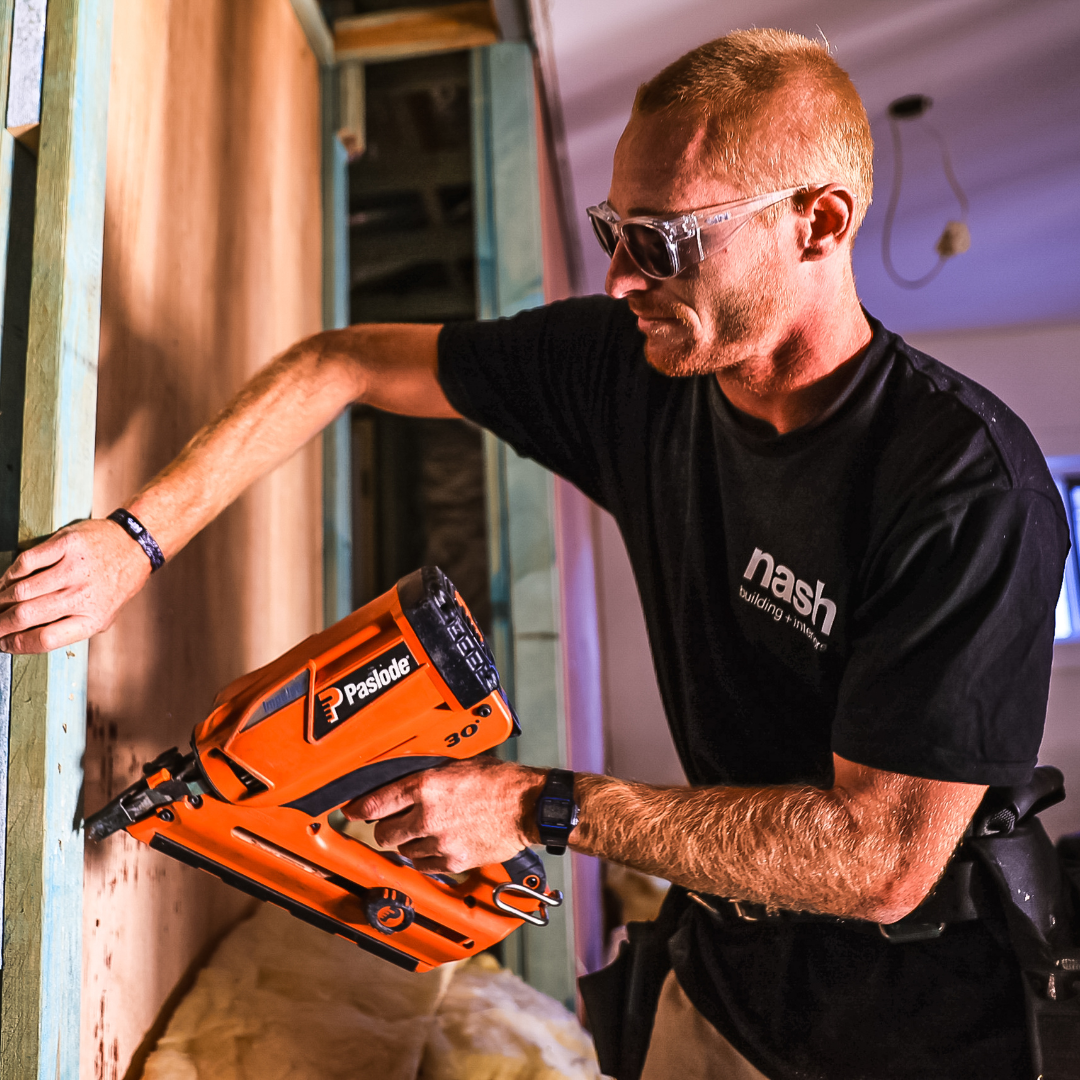 Safe & Sound Clear Wrap Around Medium Impact Resistant Safety Sunglasses side view on a Male Tradie