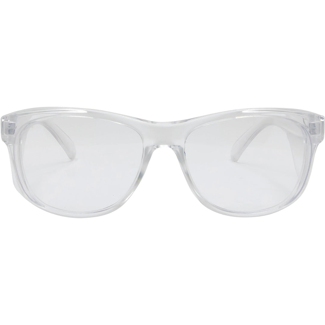 Safe & Sound Clear Wrap Around Safety Glasses Medium Impact Resistant front view