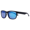 Spartan Polarised Rectangle Mirrored Sunglasses with Black Frame and Blue Lens front left view