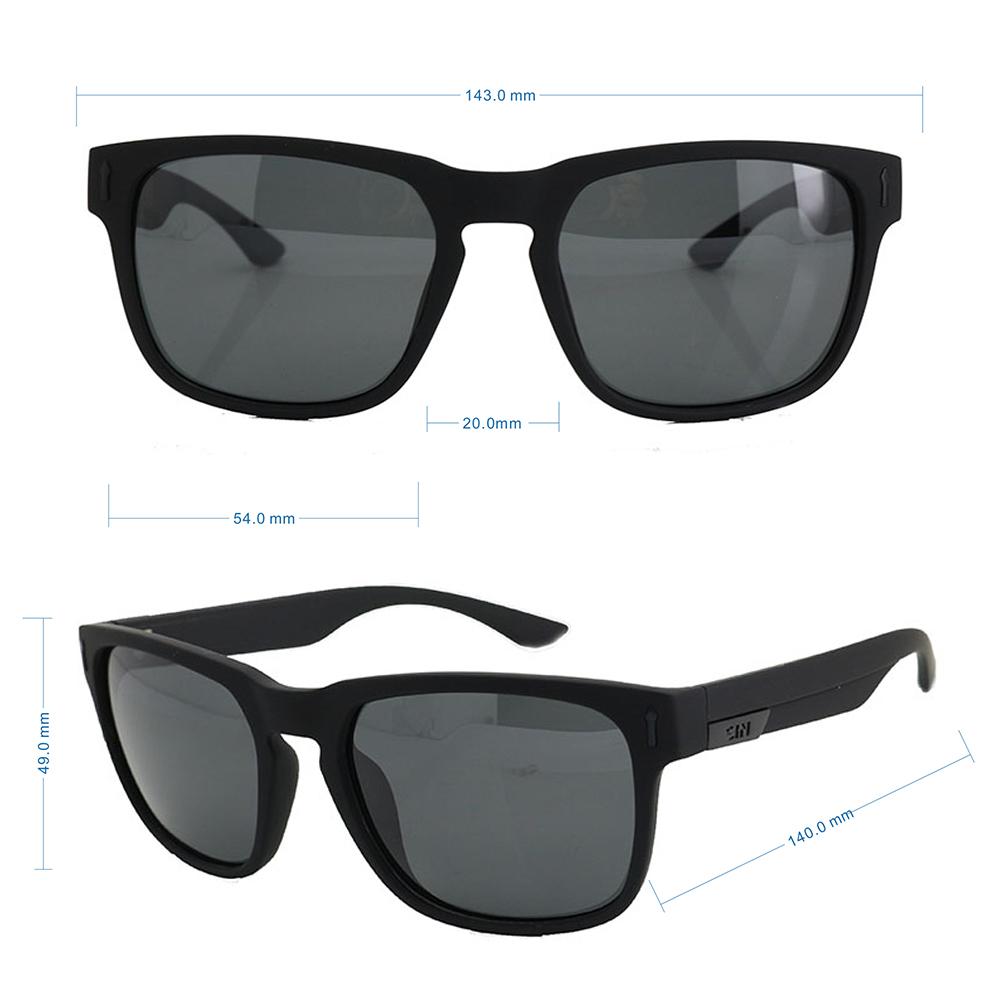 Spartan Polarised Rectangle Mirrored Sunglasses with Black Frame and Blue Lens measurements