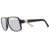 THE CARTEL Polarised Aviator Sunglasses with Black Frame and Silver Mirrored Lens front left view