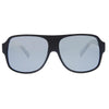 THE CARTEL Polarised Aviator Sunglasses with Black Frame and Silver Mirrored Lens front view