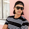 THE CARTEL Polarised Black Aviator Sunglasses on a male model