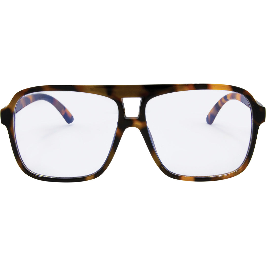 THE DUKE Aviator Blue Light Glasses with Tortoise Shell Frame front view