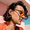 THE DUKE Tortoise Shell Aviator Sunglasses side view on a male model