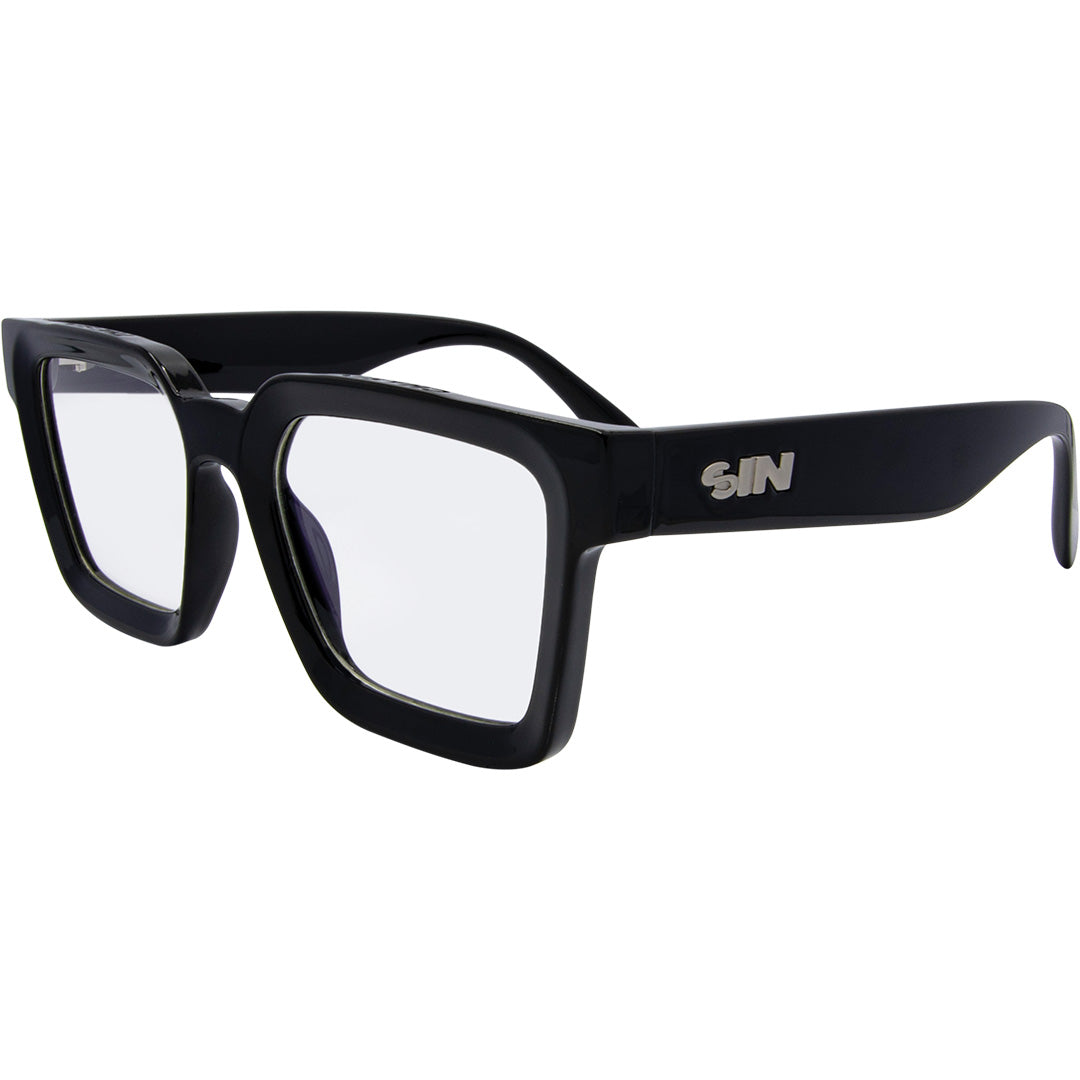 Topshelf Square Blue Light Glasses with Black Frame front left view