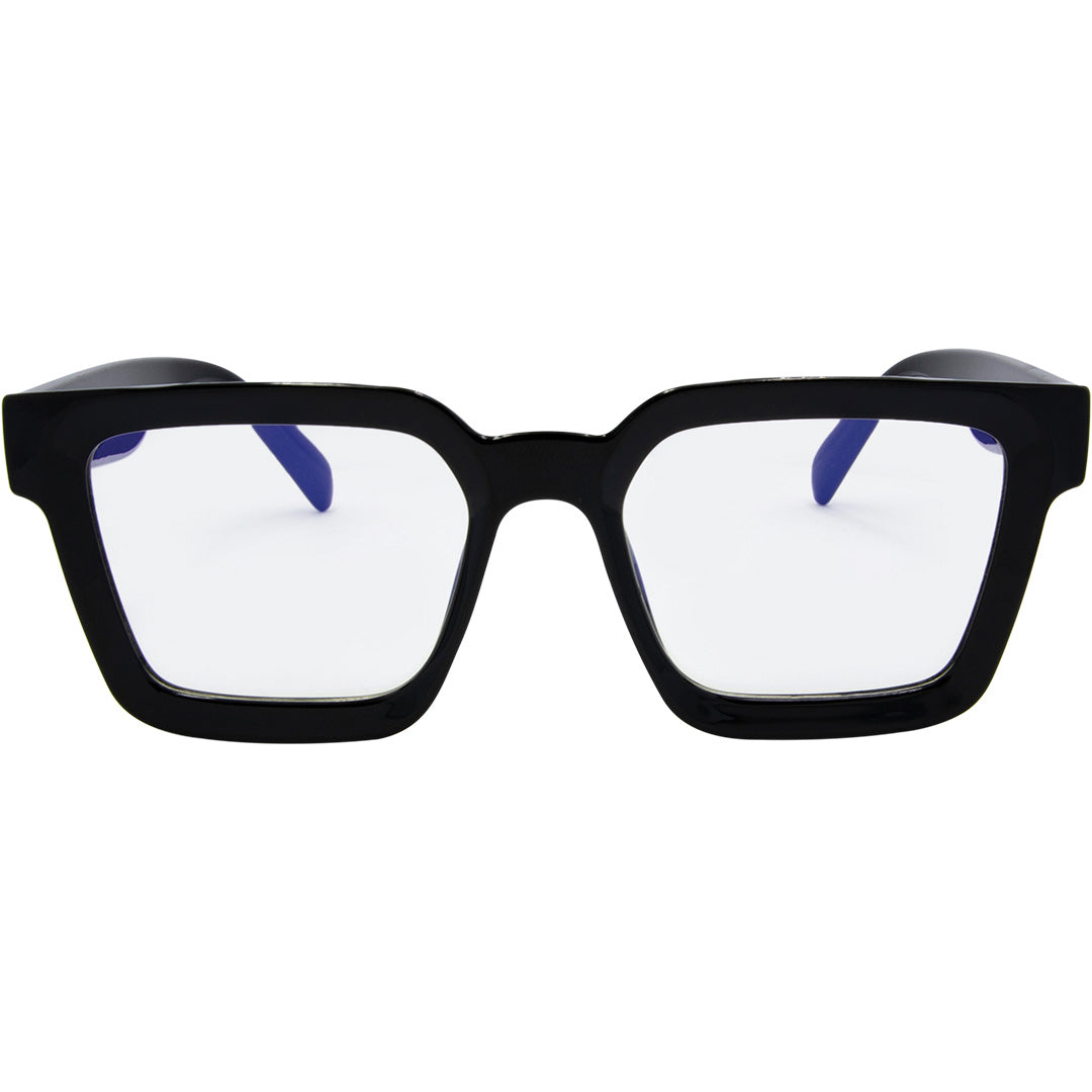 Topshelf Square Blue Light Glasses with Black Frame front view
