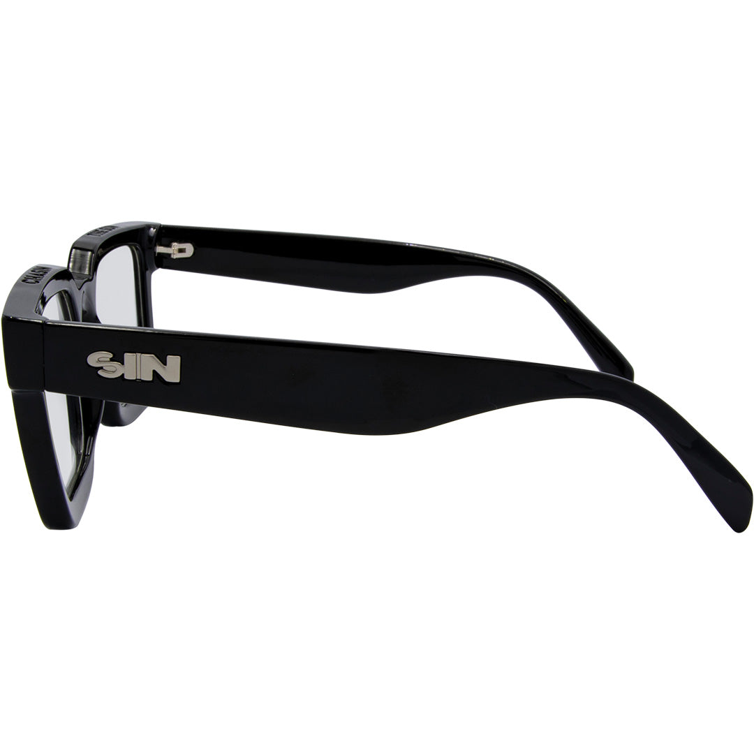 Topshelf Square Blue Light Glasses with Black Frame left view