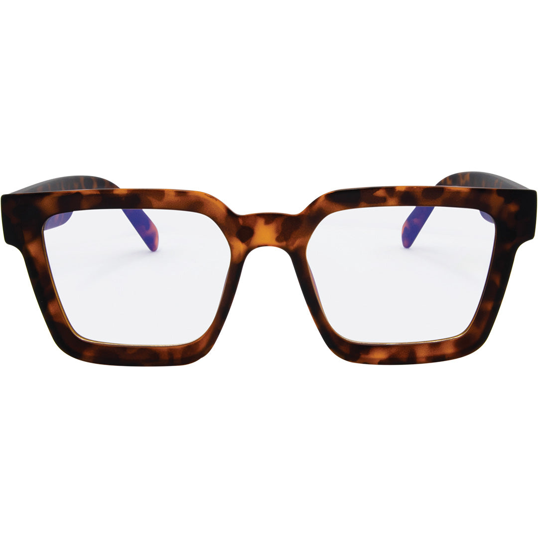 Topshelf Tortoise Shell Square Blue Light Glasses front view