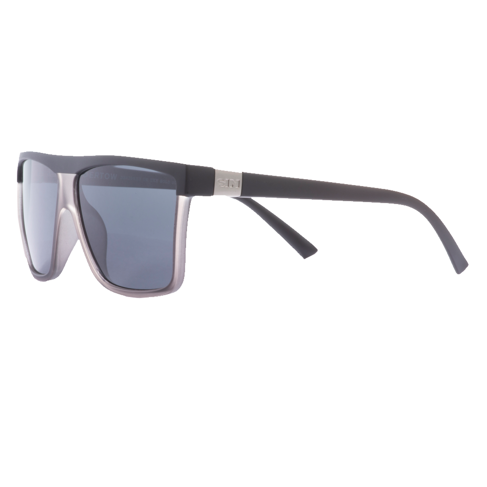 UNDERTOW Polarised Square Sunglasses with Black and Grey Frame front left side view