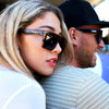 Vespa II Polarised Brown Square Sunglasses side view on a female model