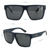 Vespa II Polarised Square Sunglasses with Black Frame and Blue Mirrored Lens measurements
