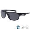 WAYWARD Polarised Matt Black Rectangle Floating Sunglasses front left view